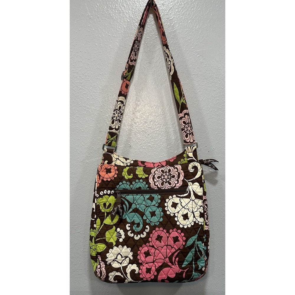 Vera Bradley 4 Pocket Hipster Crossbody Bag Brown Multi Colors Adjustable Strap